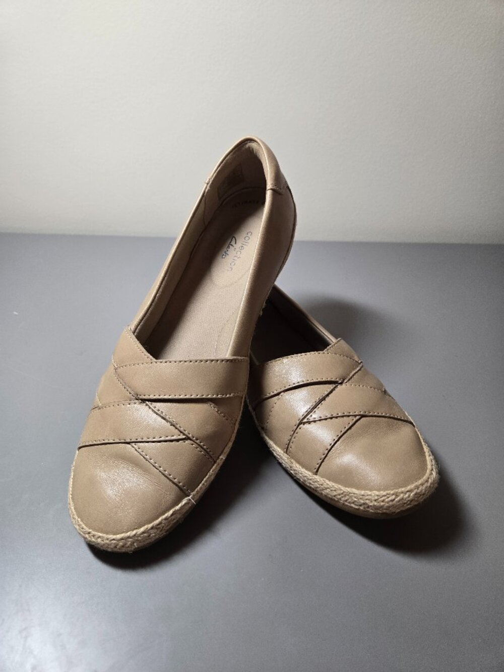 Clarks Collection Women's Danelly Shine Espadrille Tan Slip On Flats Size 8
